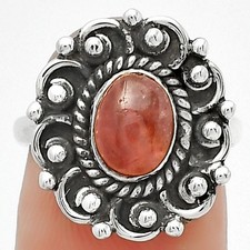 Natural Rhodochrosite Argentina 925 Sterling Silver Ring s.9 Jewelry R-1563