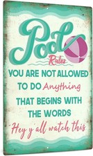 Putuo Decor Pool Rules Sign, Indoor/Outdoor Swimming Pool Decorations, 12x8 Inch