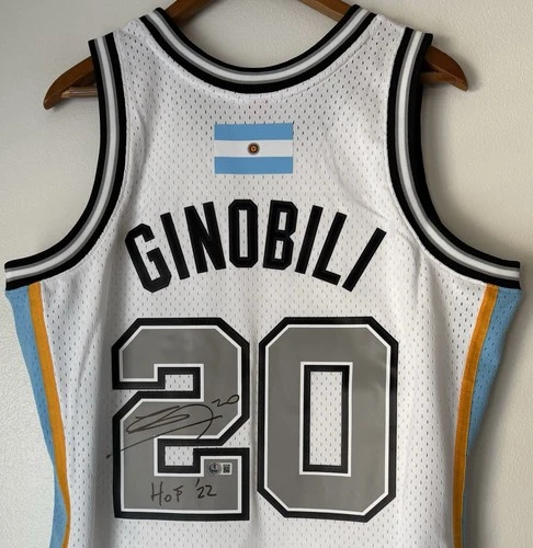 Manu Ginobili "HOF '22" Signed San Antonio Spurs Mitchell & Ness NBA Jersey BAS