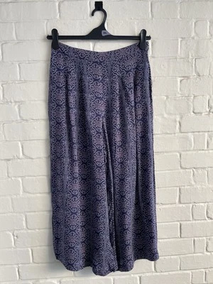 Pantalones culotte de pierna ancha Forever 21 para mujer gasa azulejo ligero geométrico talla S - Imagen 1 de 4