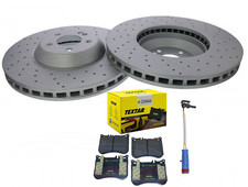 FOR MERCEDES S CLASS AMG 13-20 FRONT DRILLED BRAKE DISCS PADS WEAR SENSOR 370mm