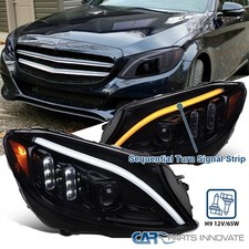 Smoke Projector Headlights Fits 2015-2018 Mercedes W205 C300 C350 Switchback Led