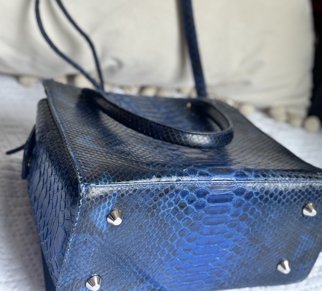 Genuine Indonesian Python Snakeskin Blue Structur… - image 8