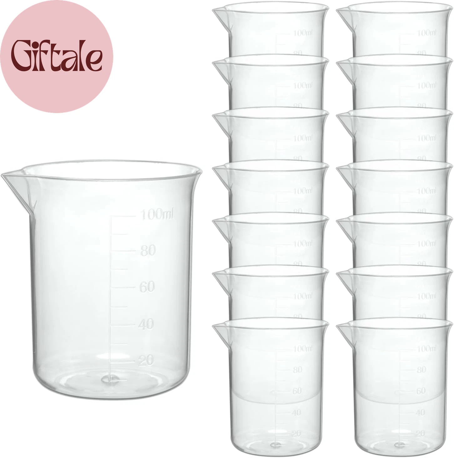Plastic Measuring Cups, 100Ml, Set of 15, for Liquid Measurement and Scientific