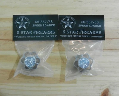 5 STAR FIREARMS Aluminum Speedloader; S&W, Dan Wesson, Charter, Taurus; 2 pk; K6-357/38