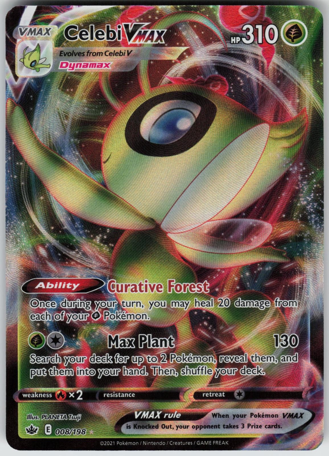 Celebi VMAX 008/198 Holo VMAX Rare Chilling Reign Pokemon Near Mint