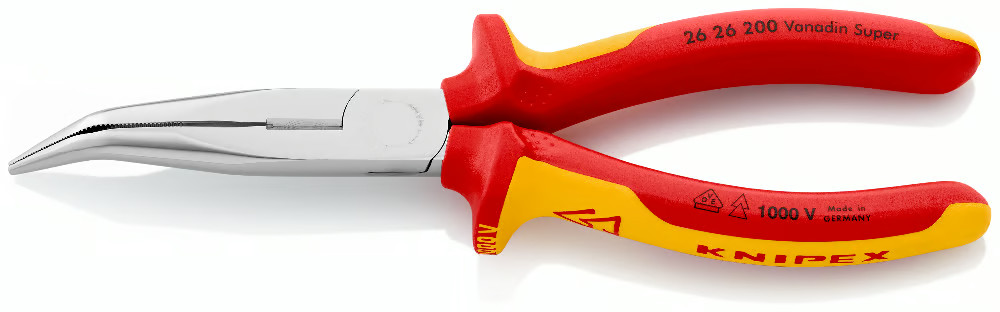 Knipex Snipe Nose Side Cutting Pliers, 1000v Insulated VDE 200mm - 26 26 200