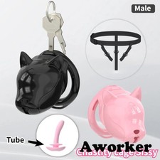 Pink Puppy Head Shape Chastity Cage Sissy Male CB Lock Abstinence Cage Devices