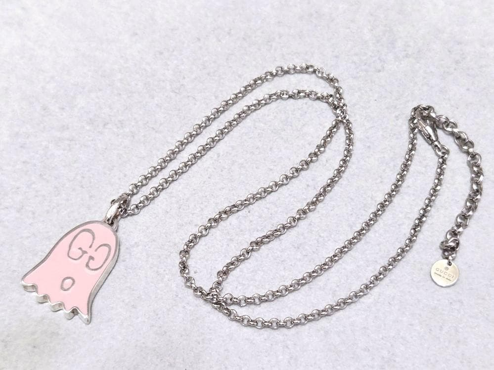 【専用】GGロゴ ゴースト型チャームGUCCI ゴーストおばけネックレス ピンク Gucci Ghost Pendant Necklace Silver Ag 925 Pink | eBay