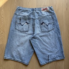 Vintage Y2K Rocawear Size 40 Baggy Jorts Denim Shorts Wide Leg 00s Embroidered