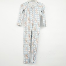 Bums Roses Babys Blue Gingham Cottontail Cutie Bamboo Zippy Romper Size 18-24M