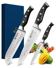 Brewin Professional Kitchen Knives 3PC Chef Knife Set Sharp Knives for Kitche...