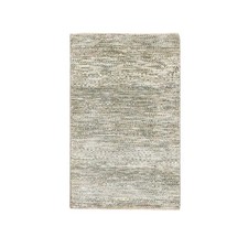 2'x3' Beige Hand Knotted Modern Grass Design Undyed Natural Wool Mat Rug R76585