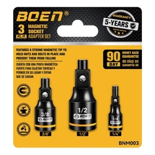 3-Piece Magnetic Socket Extension Set, 1/4", 3/8", 1/2" Drive for Automotive ...