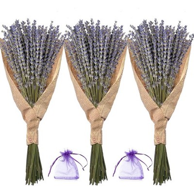 3 Packs Natural dried lavender bouquets, perfect for DIY projects.