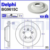 2X Delphi Bremsscheibe BG9615C FüR Audi Tron GT F83 F8P Quattro Porsche Taycan