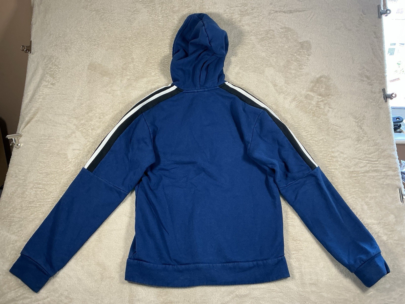 Mens Adidas Full Zip Hoodie Blue Small image 2