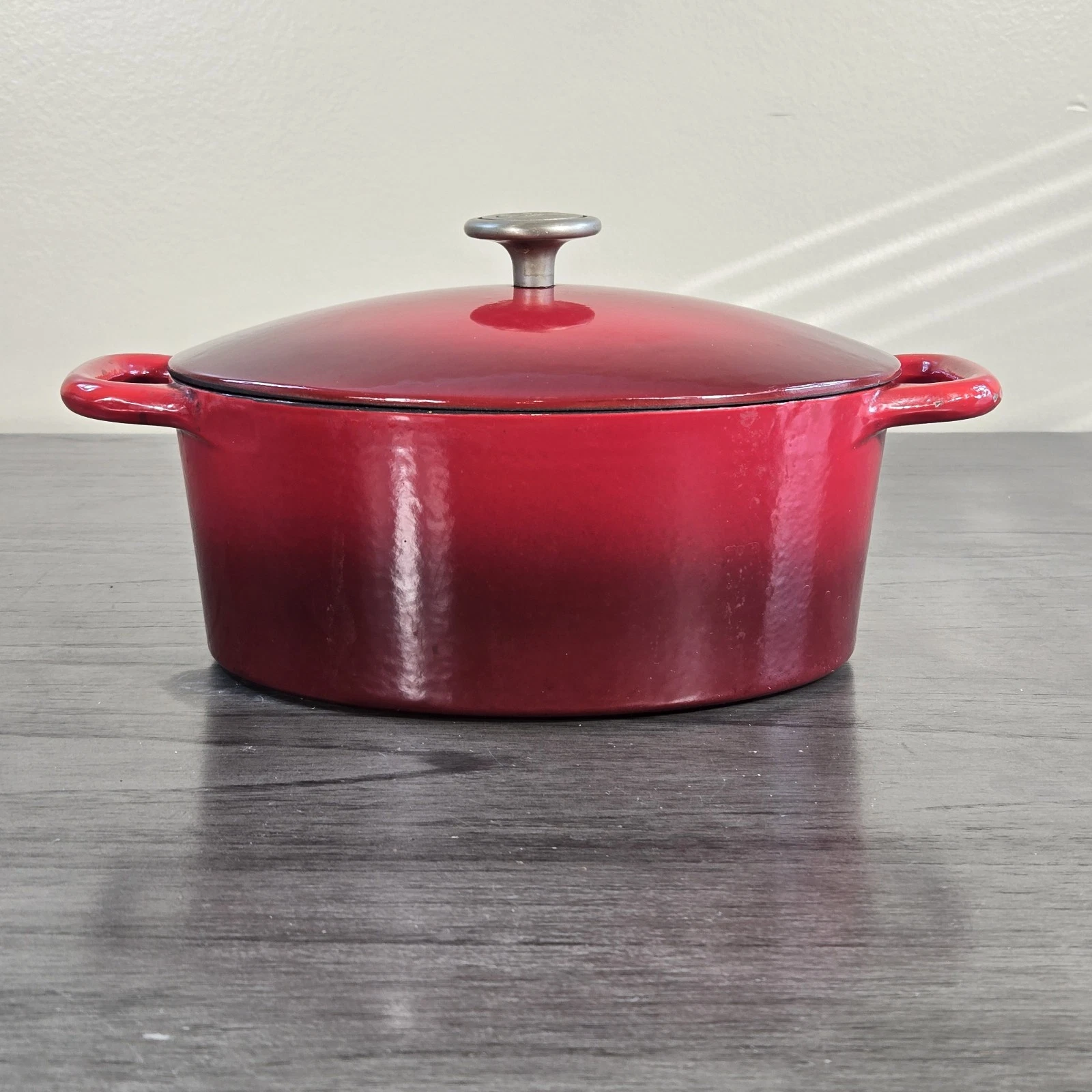3 Qt. Red Palm Restaurant Dutch Oven With Lid Cast Iron Enamel Oval 9.5"x7.5"x4"