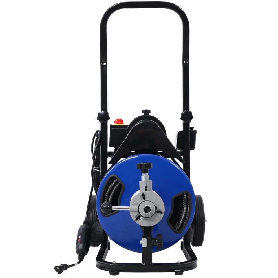 Barrena de drenaje eléctrica de 60 pies limpiador de serpiente de alcantarillado 12 cables 4 cortadores pedal Foto 2 de 4