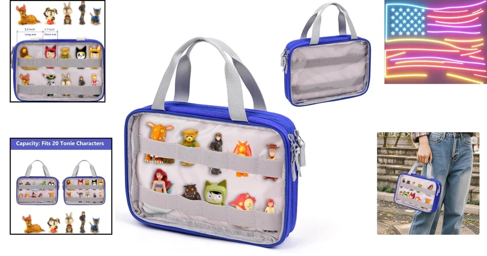 Bolsa de almacenamiento ligera de figuras Tonie con cremallera con asa - Diseño sin polvo Foto 2 de 4