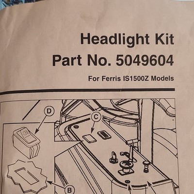Briggs & Stratton Headlight Kit Black For Ferris IS1500Z 5049604 5049604SM