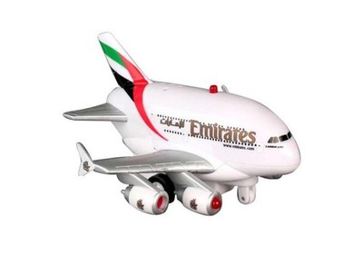 Limox Toys Airbus A380 Emirates Pull back plane w/Light & Sound