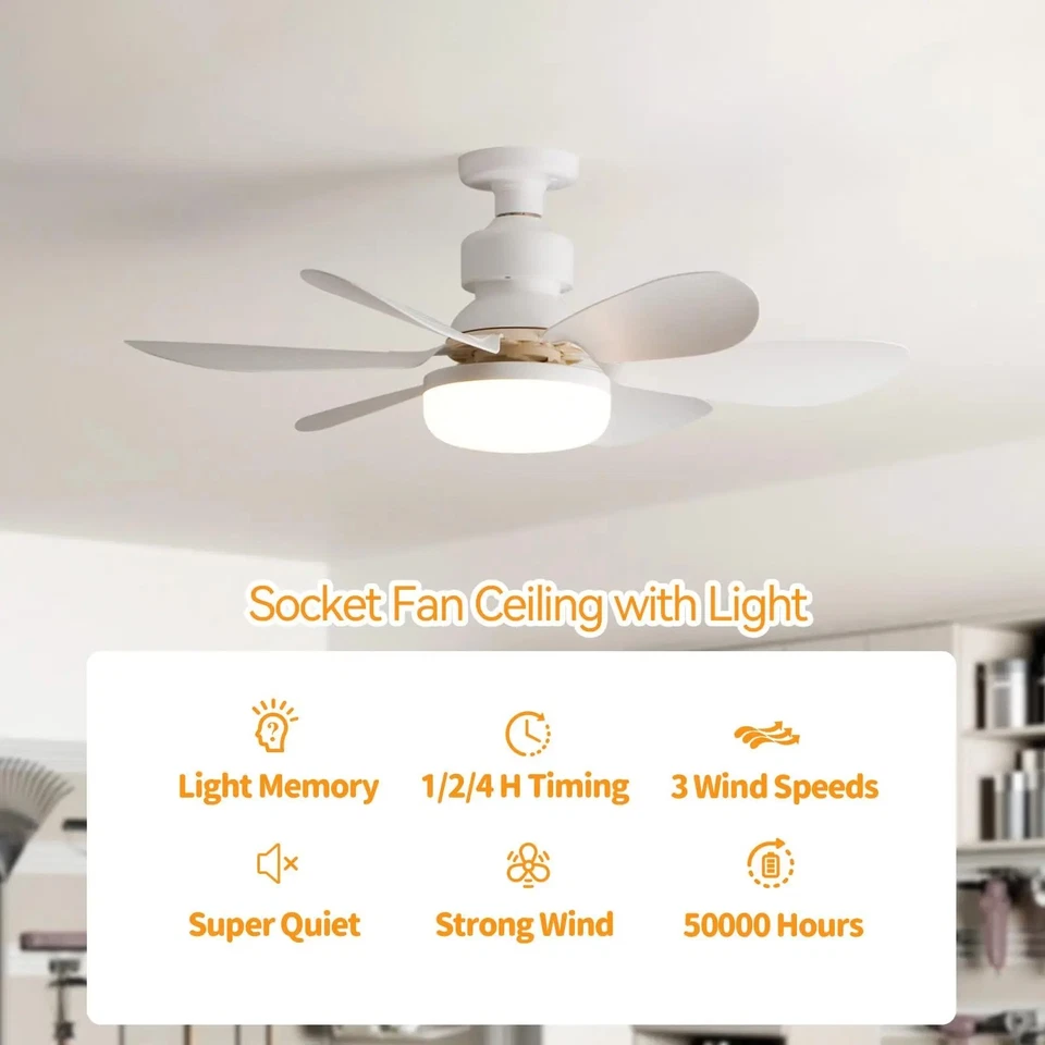 LED Ceiling Fan Light E27 with Remote Control Dimmable for Home Use - Image 2 of 4