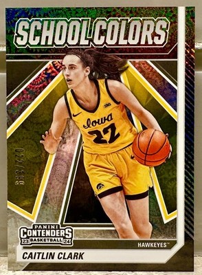 JERSEY # MATCH! 2024 Panini Caitlin Clark Collection School Colors 22/399! FEVER