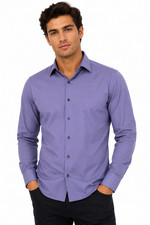 Alfani Mens Dress Shirt New M 15-15.5 32-33 Purple Button Up Regular Fit Casual