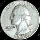 1956  U.S. Washington Silver Quarter 25 Cents Circulated