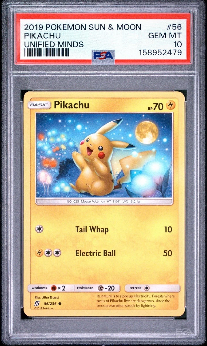 Pikachu Pokémon TCG Sun & Moon Grade 10 Individual Trading Card