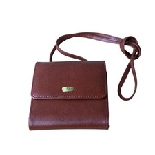 Liz Claiborne Leather Co Brown Pebbled Leather Crossbody Wallet Bag Vintage
