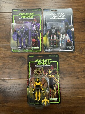 3 Lot Super7 Beast Wars Transformers MEGATRON | OPTIMUS PRIMAL | BLACKARACHNIA