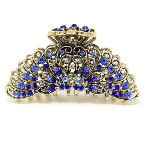 Top selling rhinestones crystal elegant peacock metal hair clip claw jaws clamp - Picture 4 of 14