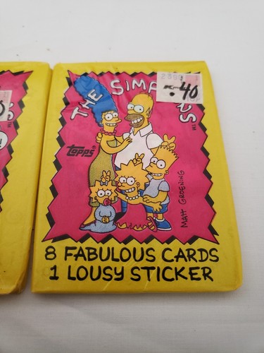 Lot (2 Wax Packs ) 1990 Topps THE SIMPSONS Trading Cards Sticker New Unopened - Picture 4 of 5