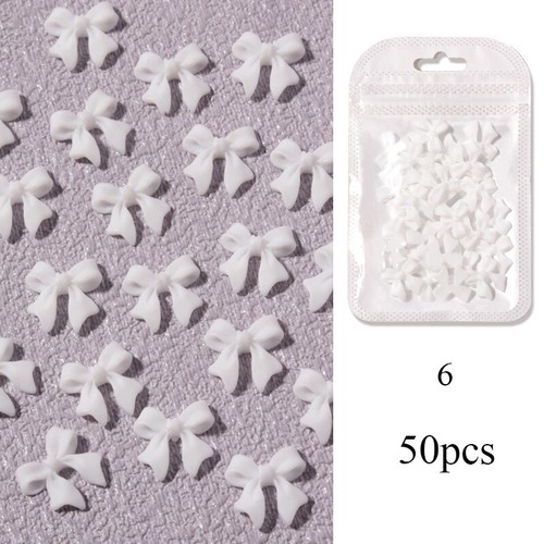 50pcs Manicure Bow Resin Nail Jewelry Accessories 3D Ribbon Nails Art Decoration - Picture 18 of 22
