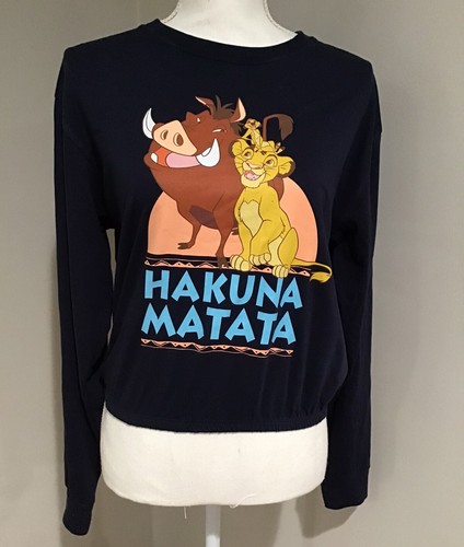 Disney Lion King Women's Blue Tee Graphic Hakuna Matata Crew Long Sleeve Large - Picture 2 of 6