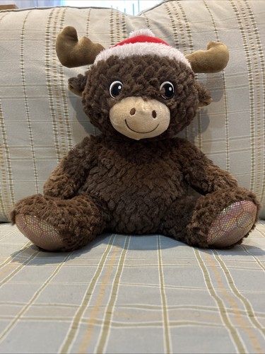 Reindeer Moose Plush Stuffed Animal 9" Christmas Brown Red Soft A Mart