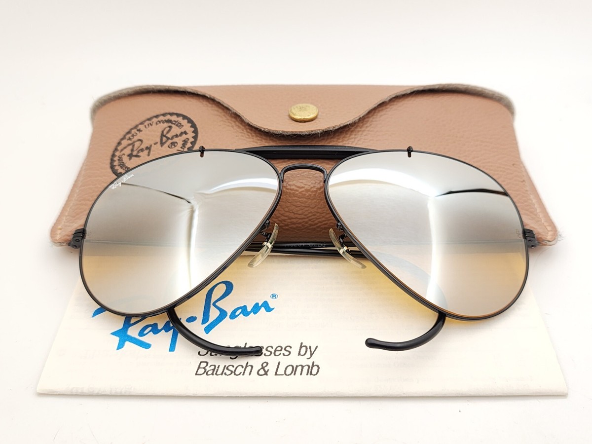 Vintage B&L Ray Ban Bausch Lomb Ambermatic DGM Black Aviator 62mm w/Case
