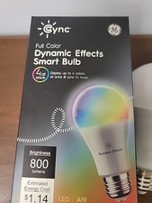 New GE Cync Smart Bulb Dynamic Effects Full Color A19 2.4GHz Wi-Fi Bluetooth