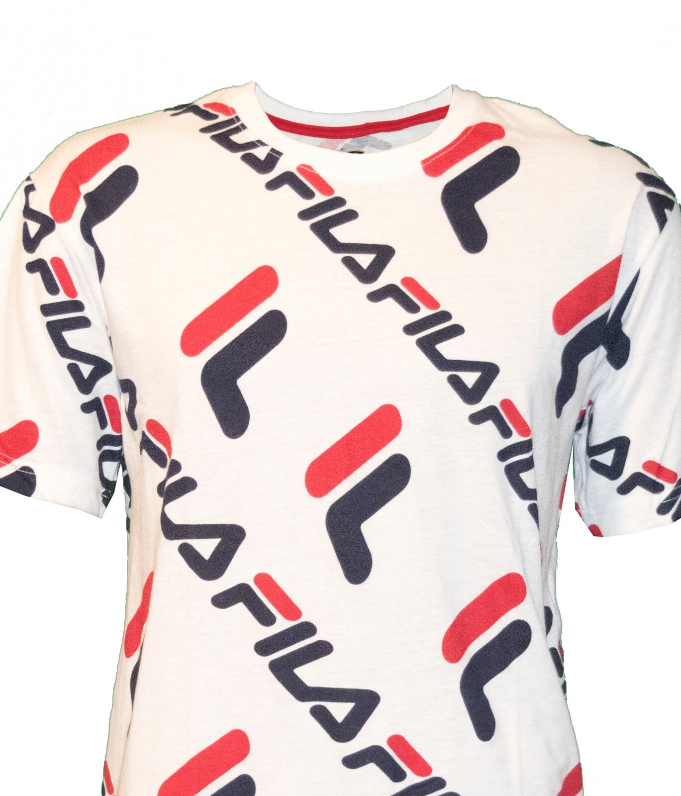 T Shirt Fila Uomo Adao Logo Design All Over Hip Hop Sport Lifestyle Bianca