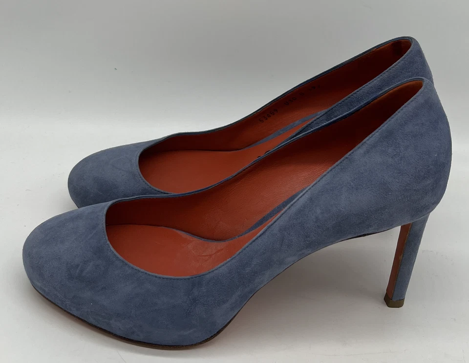 Bomba plataforma oculta punta cerrada gamuza azul Santoni talla 37,5 Foto 3 de 4