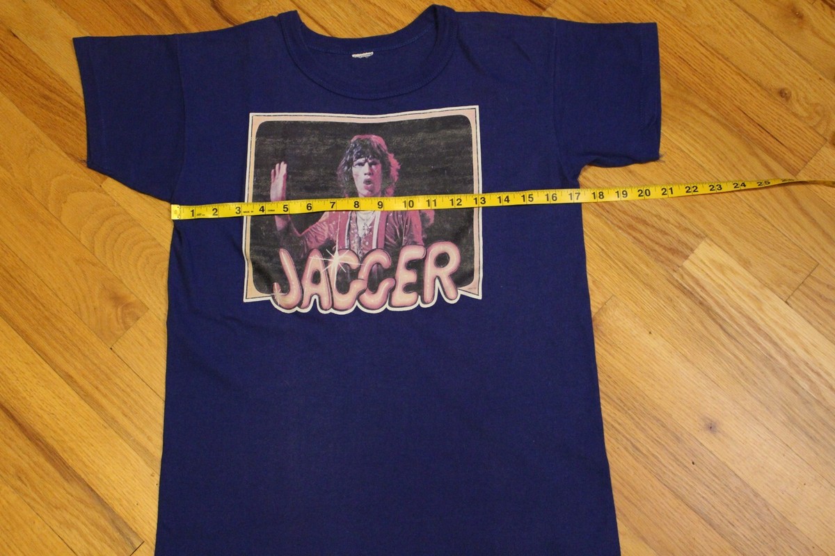 Vintage 70s Mick Jagger The Rolling Stones Blue T-Shirt Size  