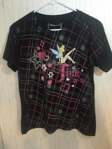 Disney Store schwarzes Damen-T-Shirt Tink Grafik großer ausgestellter Unterteil