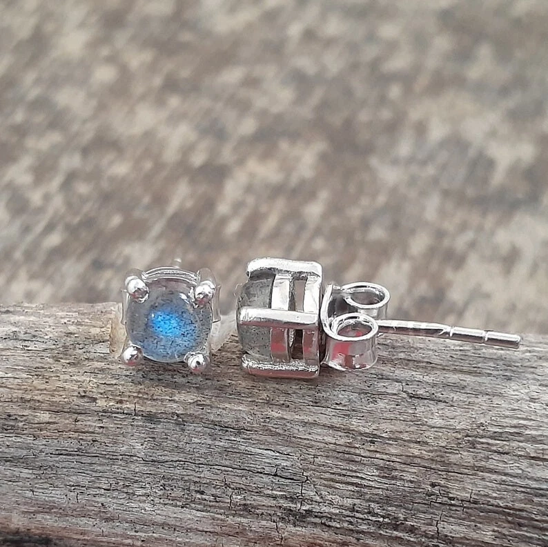 Pendiente de labradorita Blue Fire de plata de ley 925 para mujer Foto 4 de 4