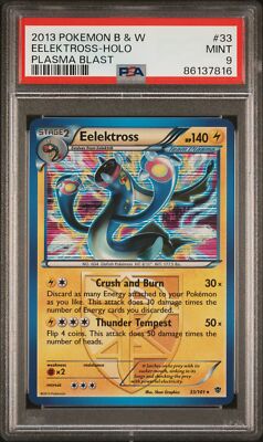 PSA 9 Eelektross Holo #33 2013 Pokemon Black & White Plasma Blast