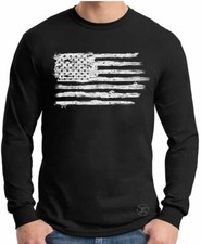 USA Distressed Flag Long Sleeve T-Shirt  Patriotic American Tee  Military Vet