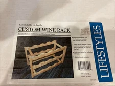 Expandable 12-bottle Custom Wine Rack By Lifestyles.. Brand New Natural Wood.