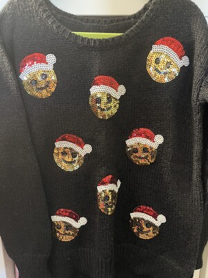 JUSTICE sweater HOLIDAY CHRISTMAS outfit SANTA EMOJIS size 6