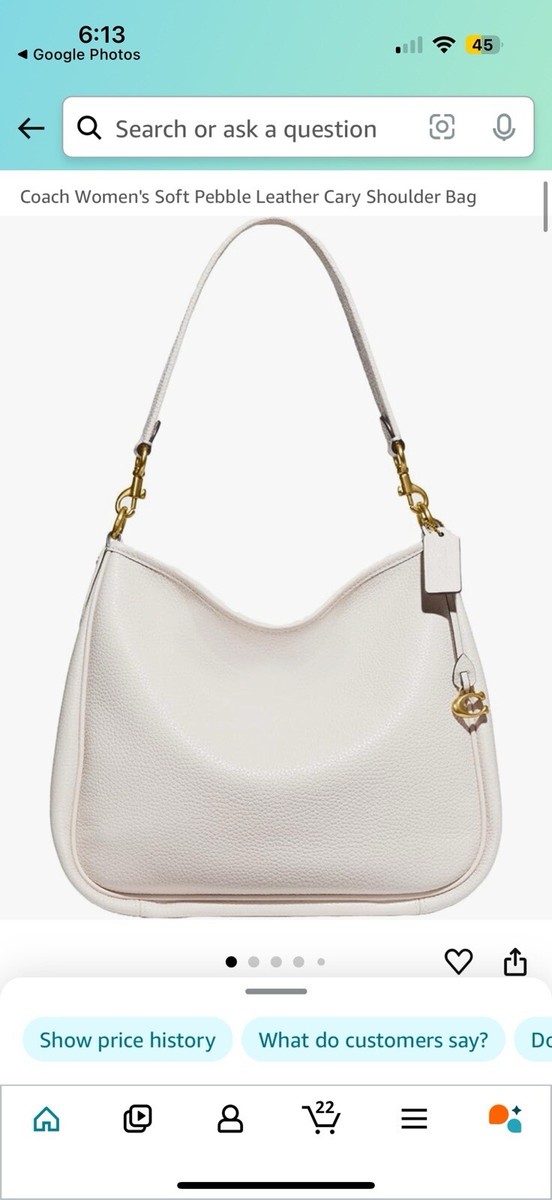 NWT COACH Soft Pebble Leather Cary Shoulder Bag with Convertible